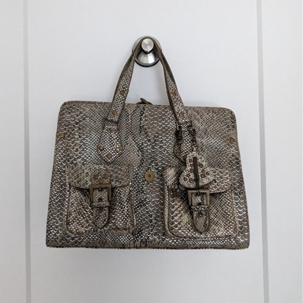 Vintage Snake Skin Pattern Top Handle Bag